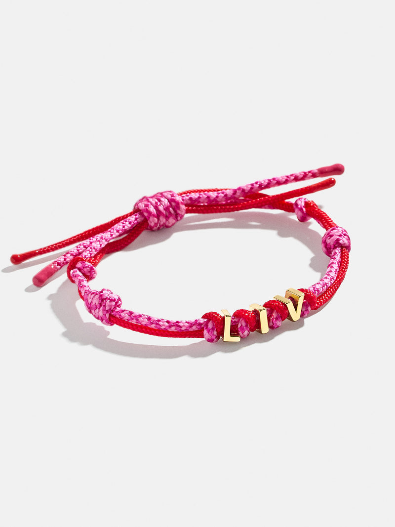 BaubleBar Custom Knotted Nameplate Bracelet - Red/Pink - 
    Customizable bracelet - water resistant
  
