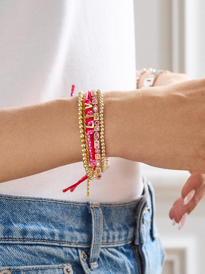 BaubleBar Custom Knotted Nameplate Bracelet - Red/Pink - 
    Customizable bracelet - water resistant
  
