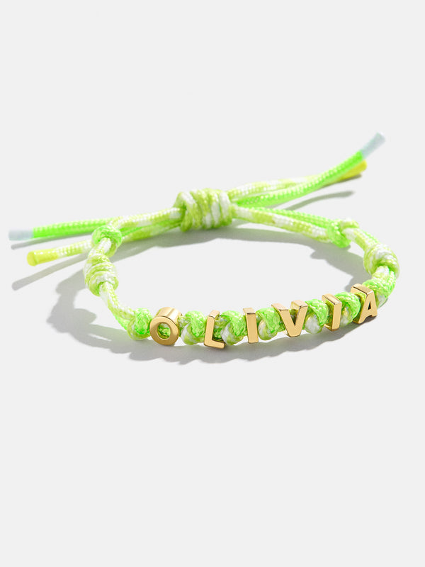 Custom Paracord Nameplate Bracelet - Light Green/Lime