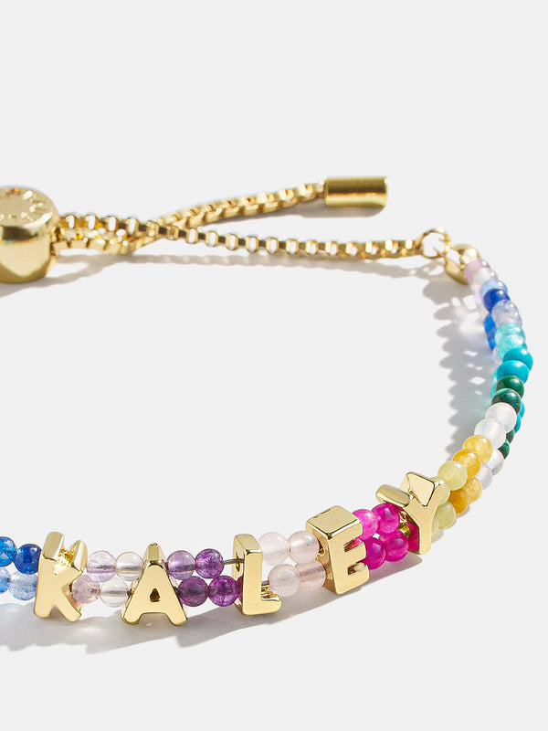 Semi-Precious Custom Nameplate Bracelet - Multi