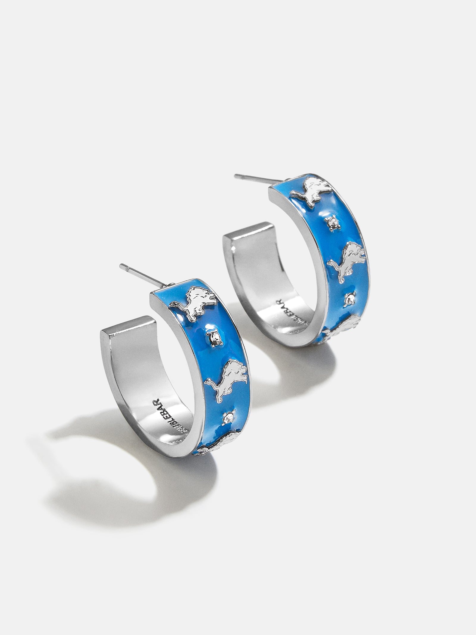 WEAR By Erin Andrews X BaubleBar Enamel Hoop Earrings - Detroit Lions