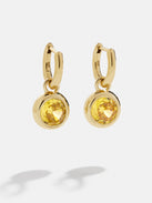 18K Gold Birthstone Drop Earrings - Topaz