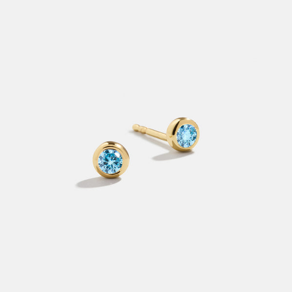 18K Gold Birthstone Stud Earrings - Aquamarine – 18K gold