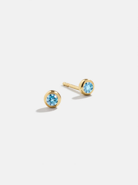 18K Gold Birthstone Stud Earrings - Aquamarine – 18K gold