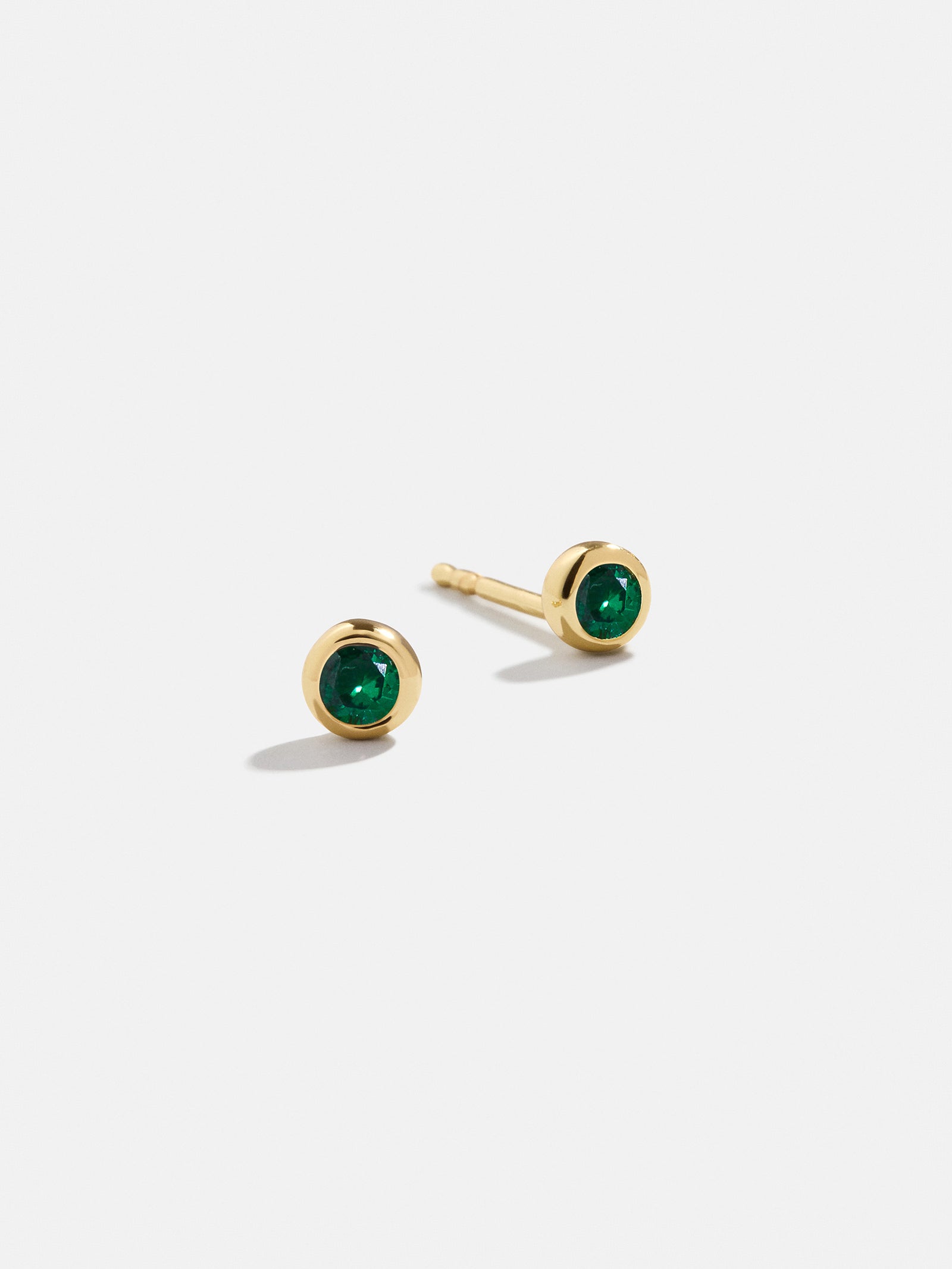 18K Gold Birthstone Stud Earrings - Emerald – 18K gold