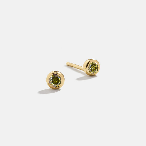 18K Gold Birthstone Stud Earrings - Peridot – 18K gold