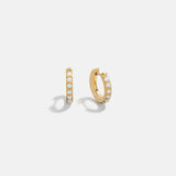 14K Gold Semi-Precious Huggie Earrings - Opal