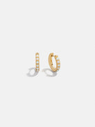 18K Gold Vermeil Semi-Precious Huggie Earrings - Opal