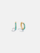 18K Gold Vermeil Semi-Precious Huggie Earrings - Turquoise