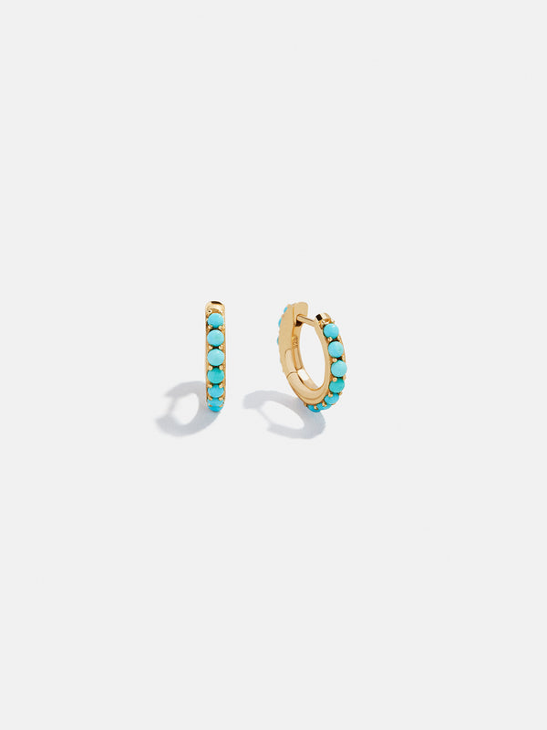 18K Gold Vermeil Semi-Precious Huggie Earrings - Turquoise