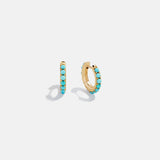 14K Gold Semi-Precious Huggie Earrings - Turquoise