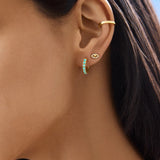 14K Gold Semi-Precious Huggie Earrings - Turquoise