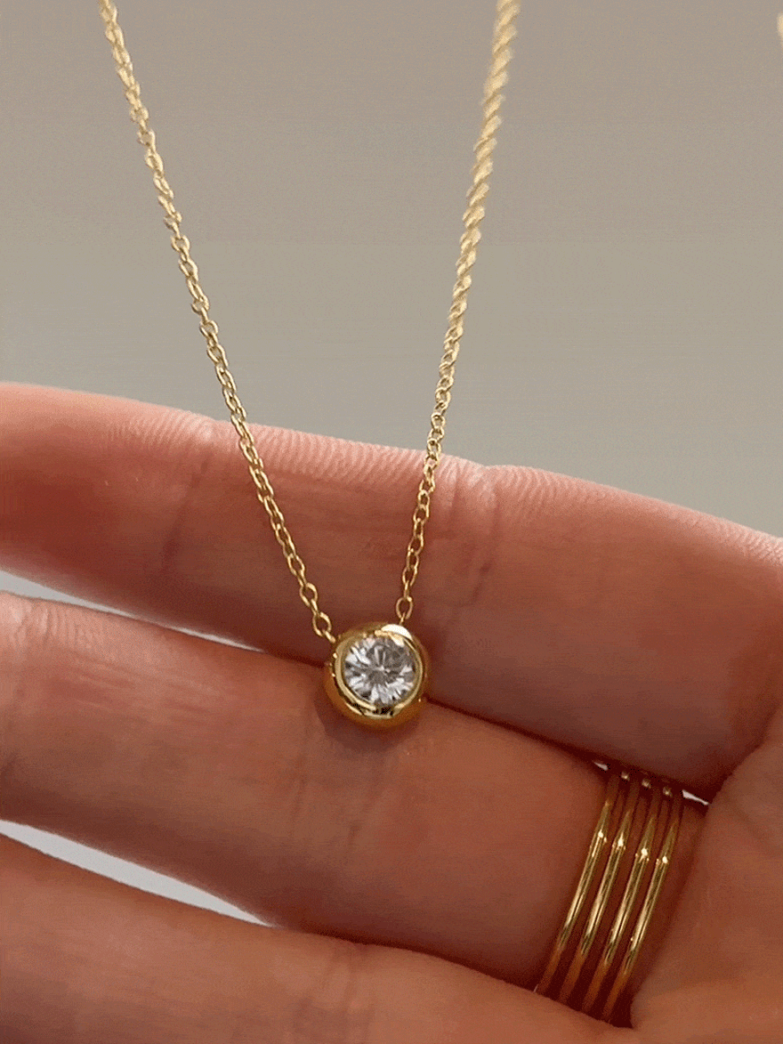 18K Gold Vermeil Birthstone Pendant Necklace - Crystal