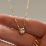 14K Gold Birthstone Pendant Necklace - Crystal