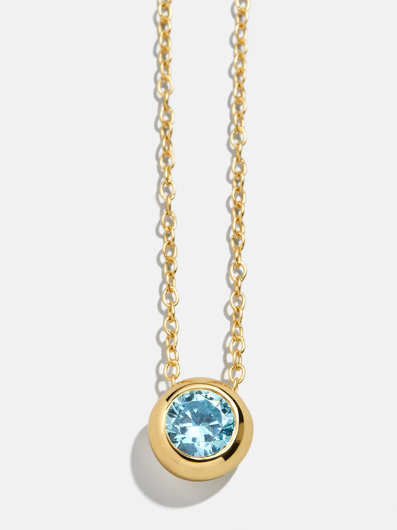 18K Gold Birthstone Pendant Necklace - Aquamarine – Get Gifting