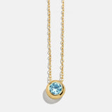 14K Gold Birthstone Pendant Necklace - Aquamarine