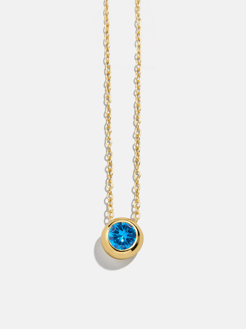 18K Gold Vermeil Birthstone Pendant Necklace - Blue Zircon