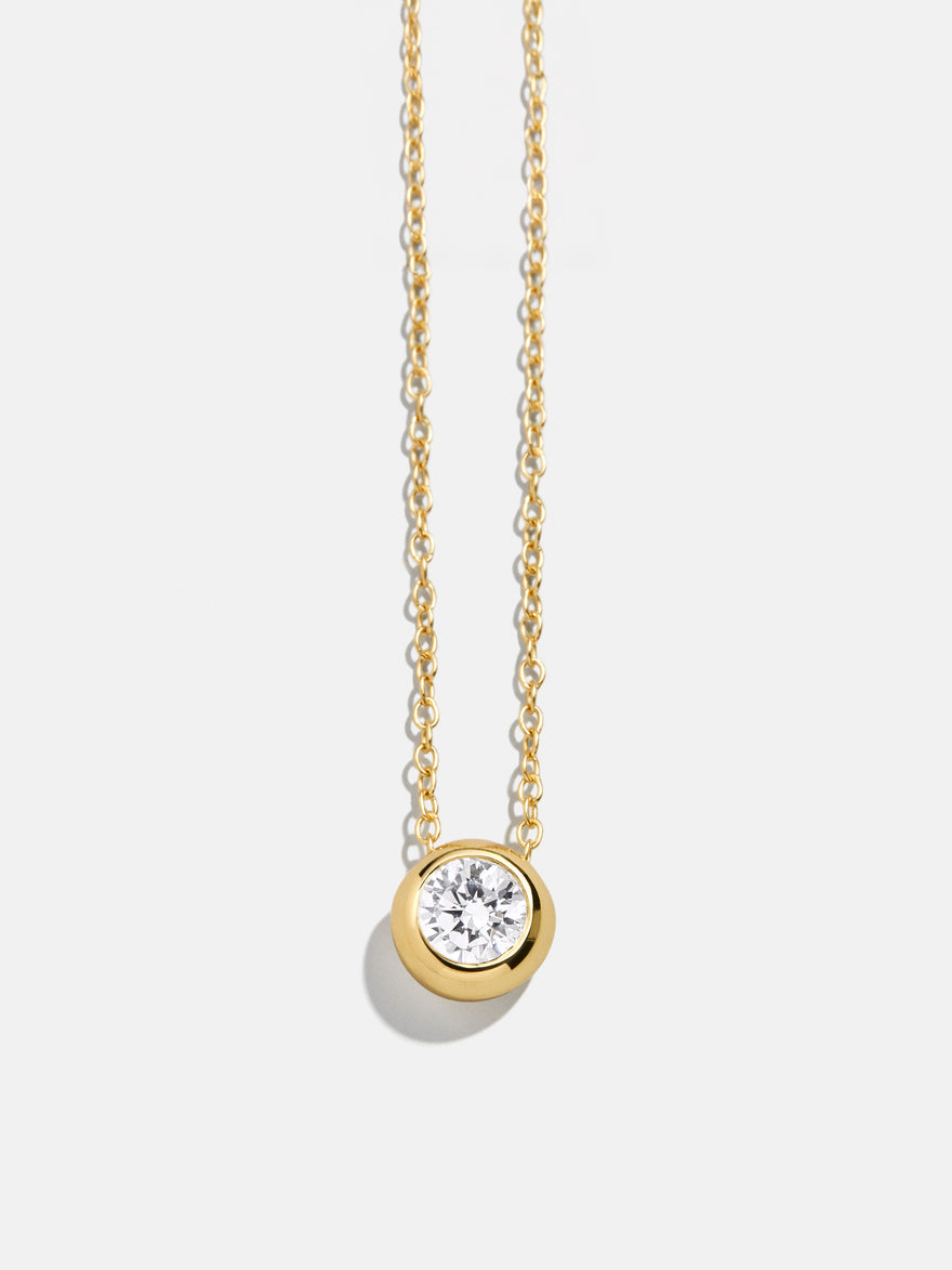 18K Gold Vermeil Birthstone Pendant Necklace - Crystal