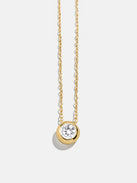 18K Gold Birthstone Pendant Necklace - Crystal