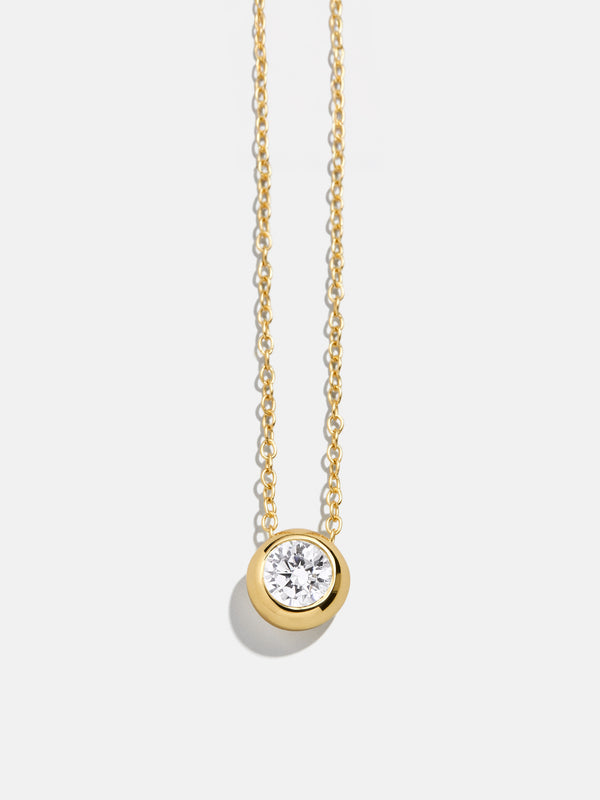 18K Gold Birthstone Pendant Necklace - Crystal