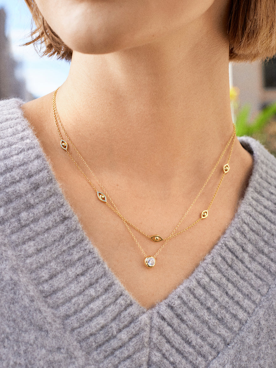 18K Gold Vermeil Birthstone Pendant Necklace - Crystal