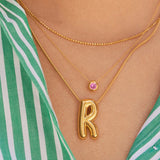 18K Gold Birthstone Pendant Necklace - Amethyst