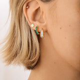 18K Gold Birthstone Huggie Earrings - Blue Zircon