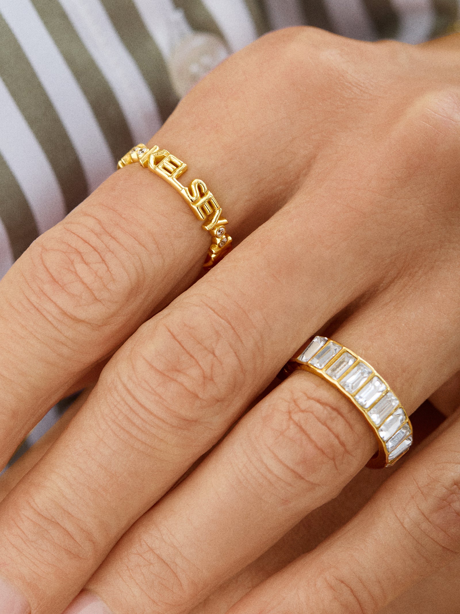 18K Gold Custom Nameplate Ring - 18K Gold Plated Sterling