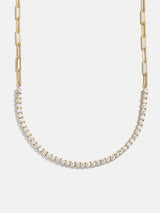 BaubleBar Harper 18K Gold Tennis Necklace - Gold/Pavé - 
    18K gold plated sterling silver, Cubic Zirconia stones
  
