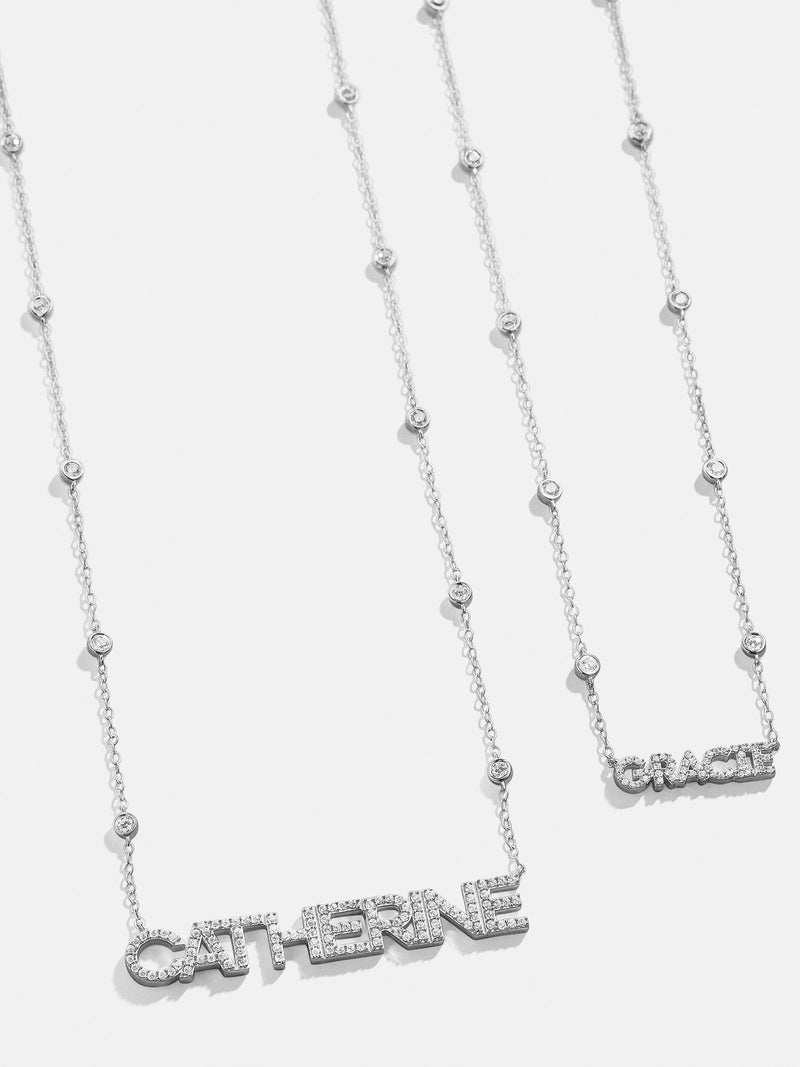 Sterling Silver Custom Yasmine Nameplate Necklace Silver Early Black Friday Deal 20 Off Custom Gifts BaubleBar
