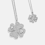 Clover Sterling Silver Custom Pendant Necklace - Sterling Silver. Pavé Cubic Zirconia Stones