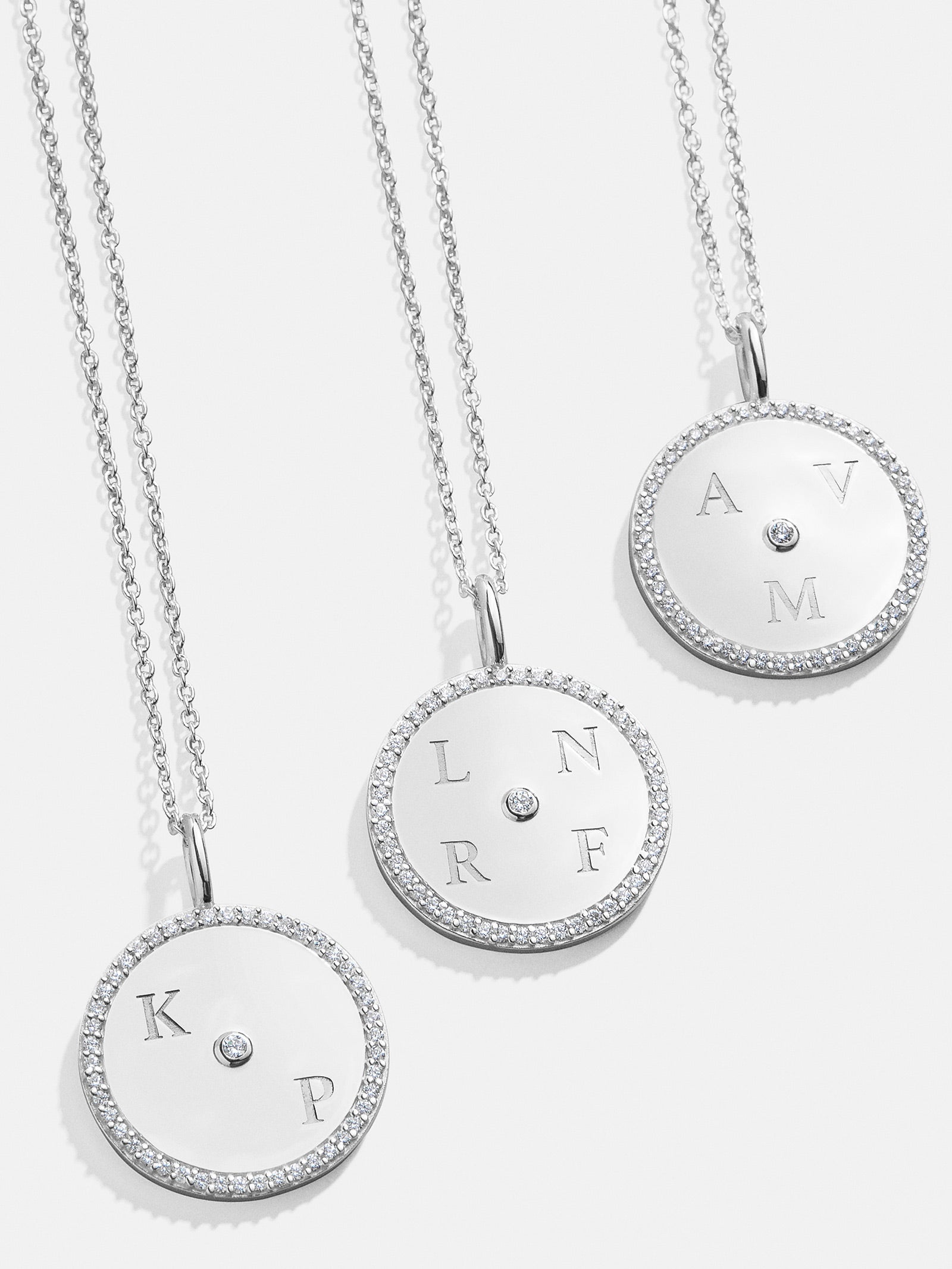 Classic Sterling Silver Custom Medallion Necklace - Pavé/Silver