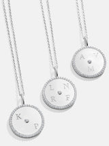 BaubleBar Classic Sterling Silver Custom Medallion Necklace - Pavé/Silver - 
    Enjoy 20% off - This Week Only
  
