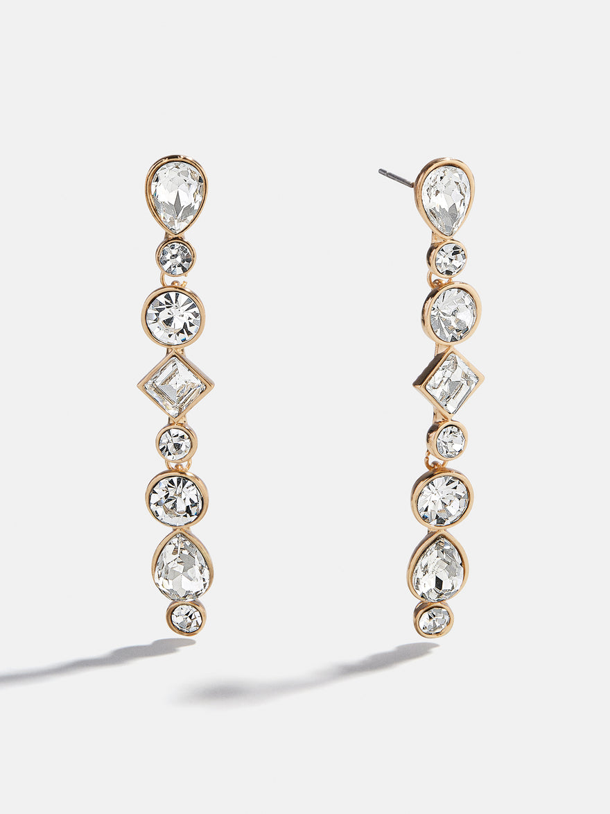Erica Statement Drop Earrings - Gold/Pavé
