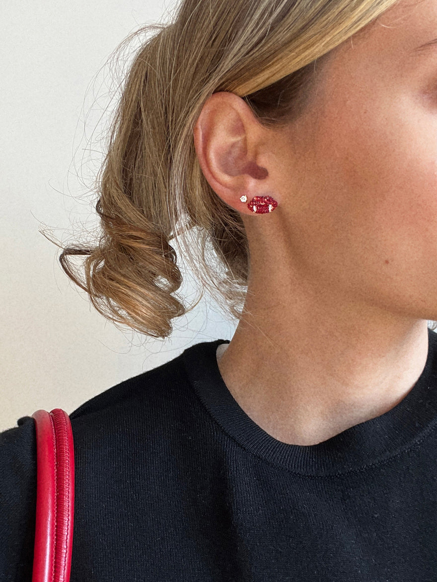 Love At First Bite Stud Earrings - Vampire Lips