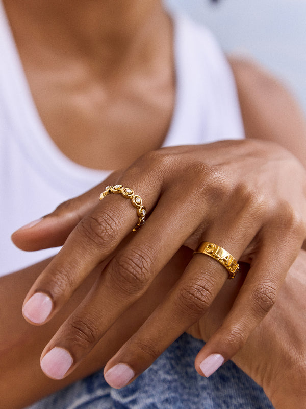 18K Gold Custom Block Ring - Gold/Pavé – 18K Gold Plated Sterling ...