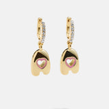 Kids' Initial Earrings - Gold/Pink