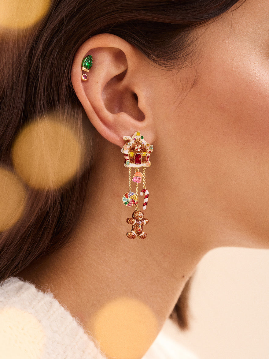 Santa's Favorite Earrings - Gingerbread House