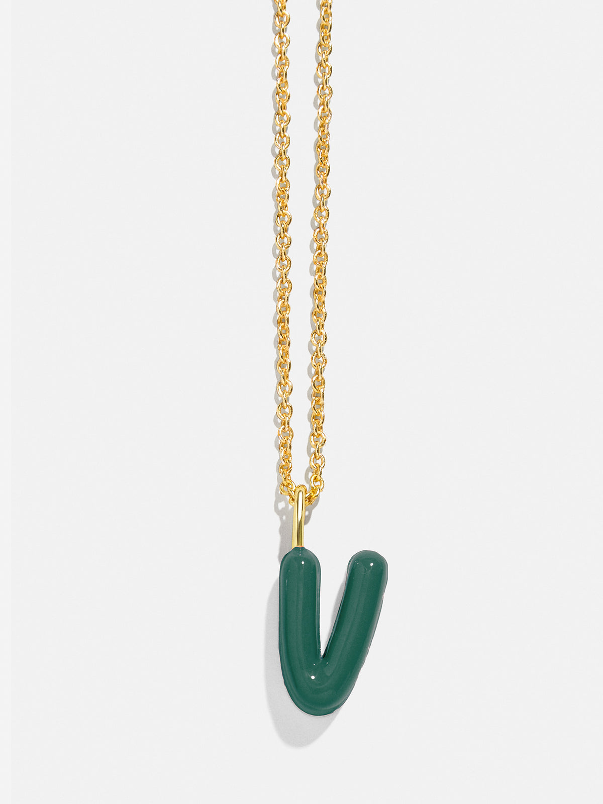 Mini Bubble Initial Enamel Necklace - Dark Green