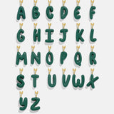 Mini Bubble Initial Enamel Necklace - Dark Green