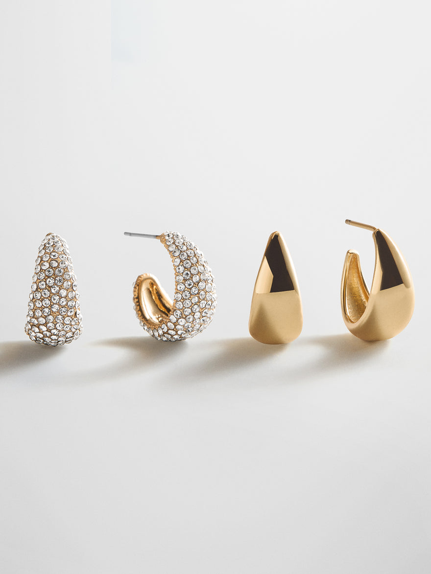 Bay Waterproof Earring Set - Gold/Pavé