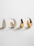 Bay Waterproof Earring Set - Gold/Pavé