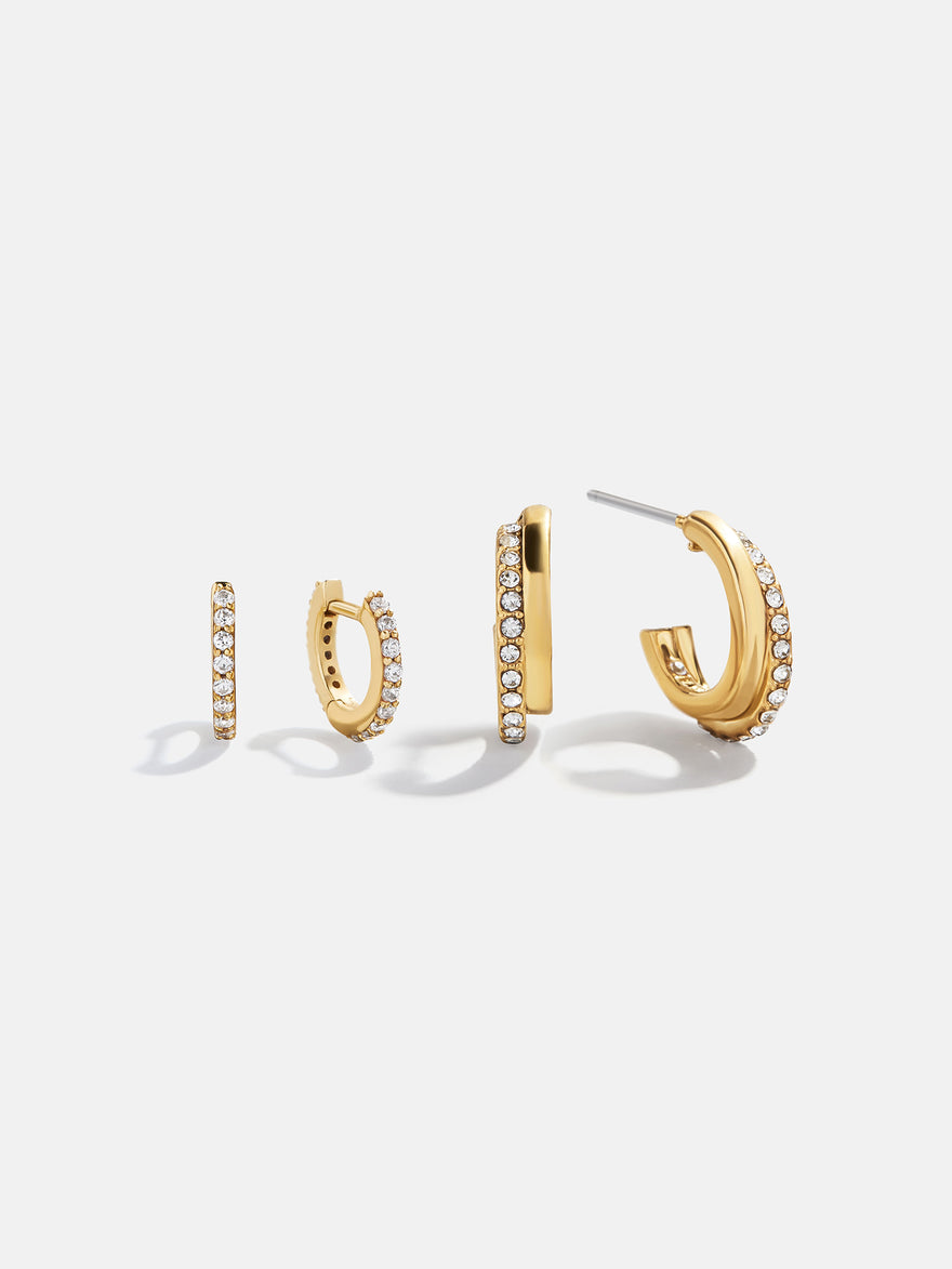 Jennifer Waterproof Earring Set - Gold/Pavé