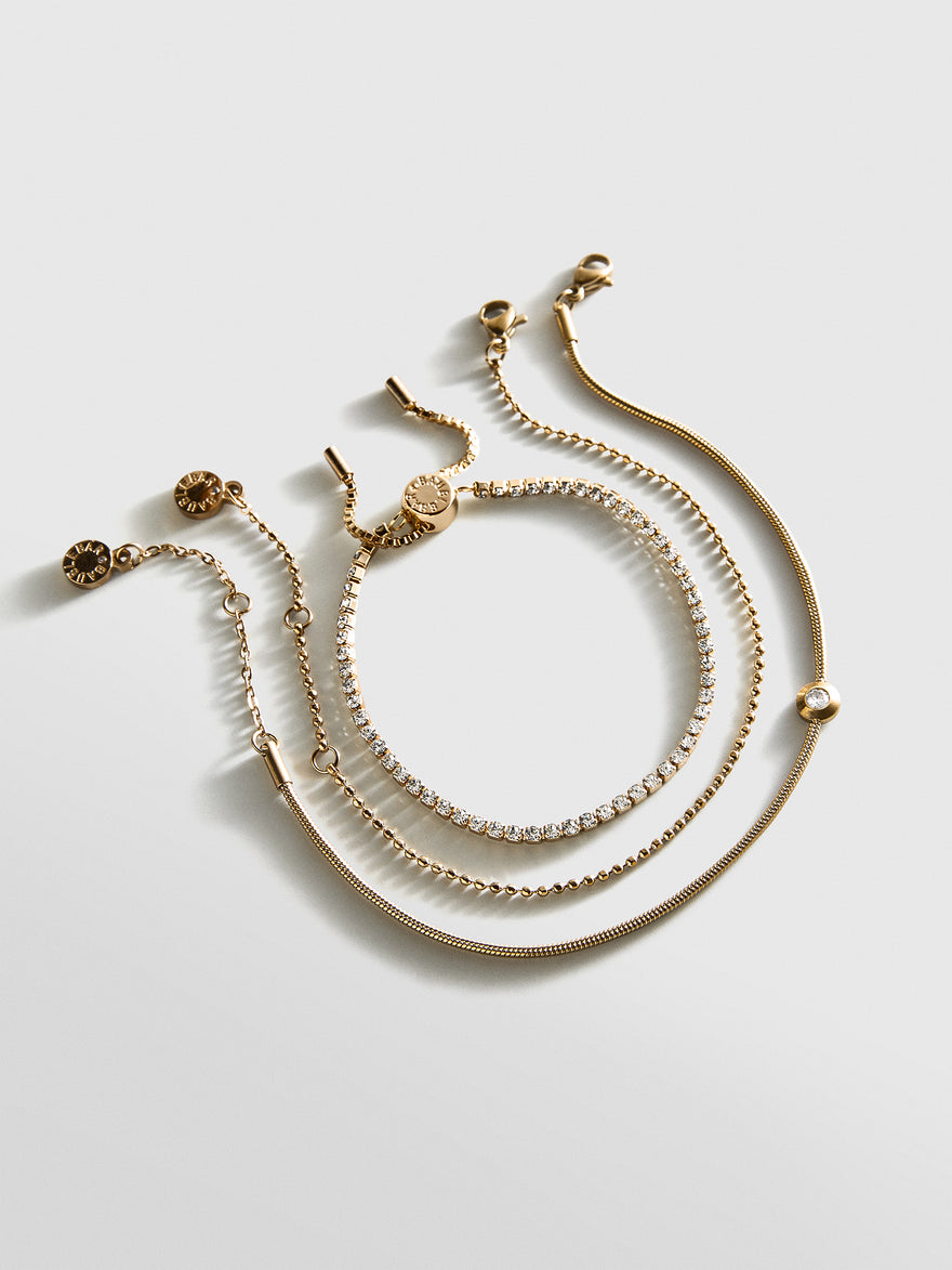 Catherine Waterproof Bracelet Set - Gold/Pavé