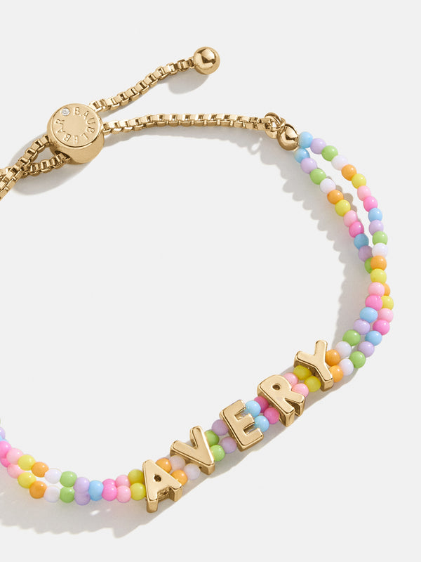 Kids' Custom Beaded Nameplate Bracelet - Light Multi