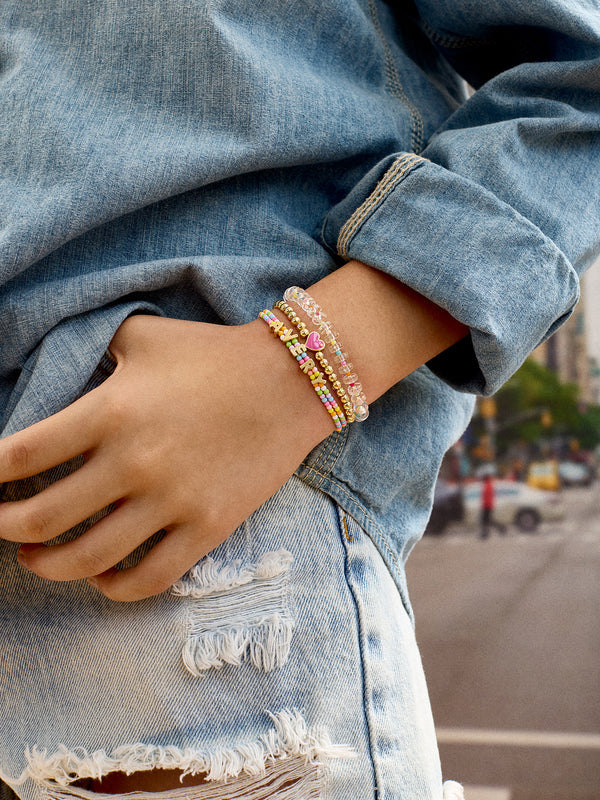 Kids' Custom Beaded Nameplate Bracelet - Light Multi