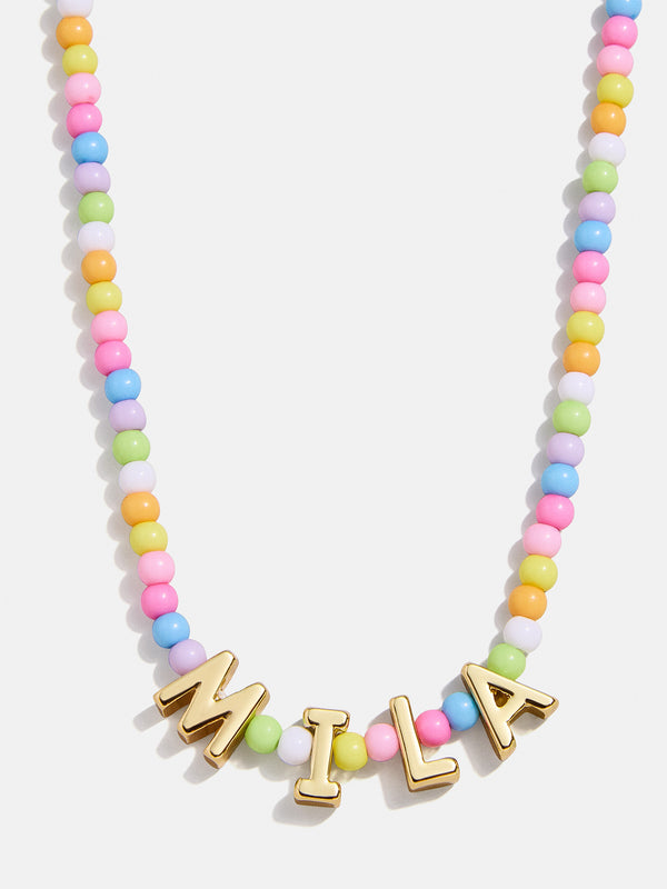 Kids' Custom Beaded Nameplate Necklace - Light Multi