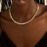 Haley Tennis Necklace - Gold/Pavé