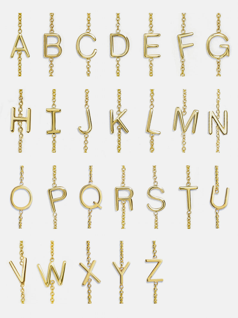BaubleBar Maya Brenner Asymmetrical Custom Initial Necklace - Two Characters - 
    Solid White Gold, Rose Gold, or Yellow Gold
  
