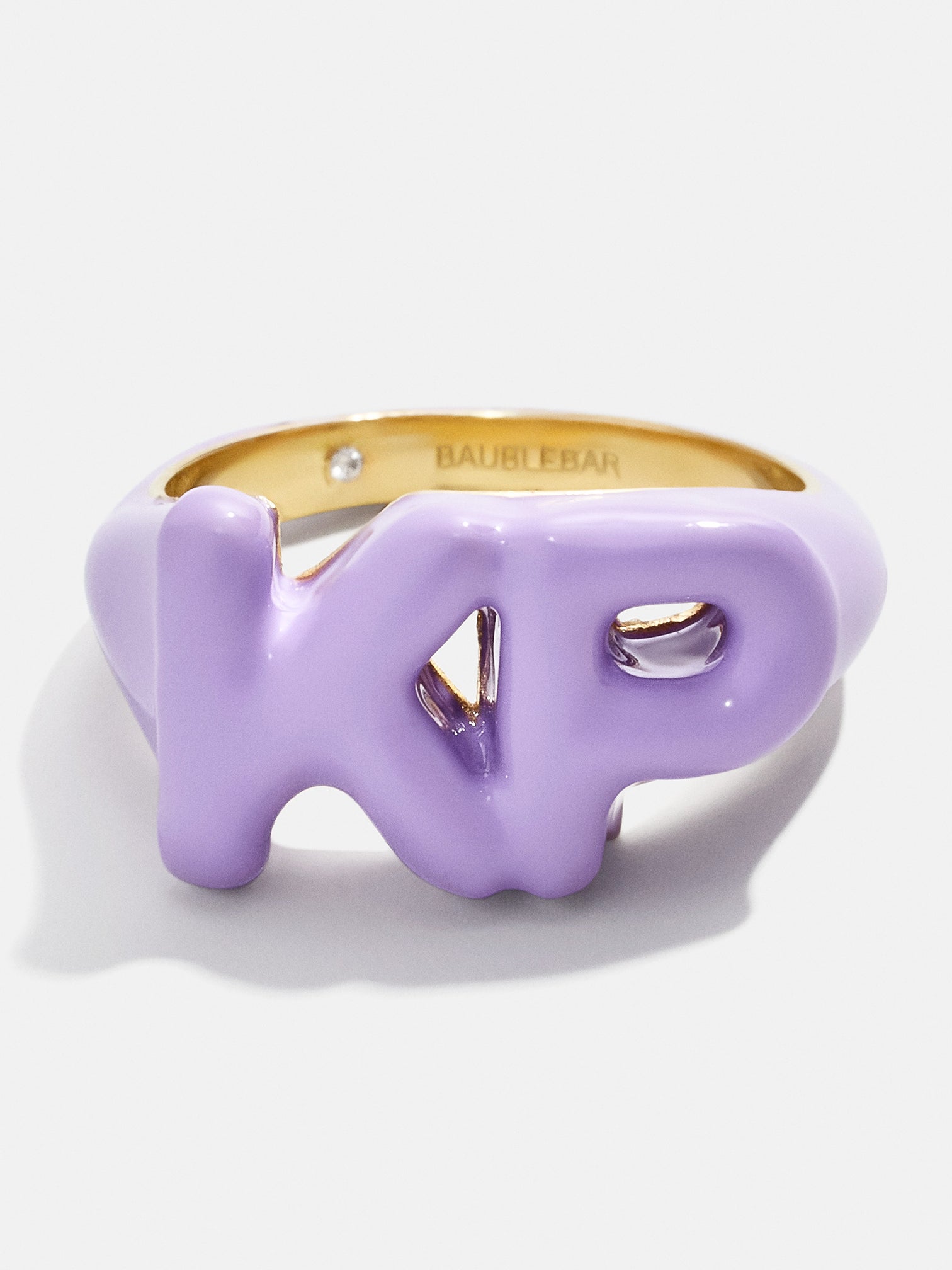 Double Initial Custom Block Ring - Purple – Enamel initial ring – BaubleBar